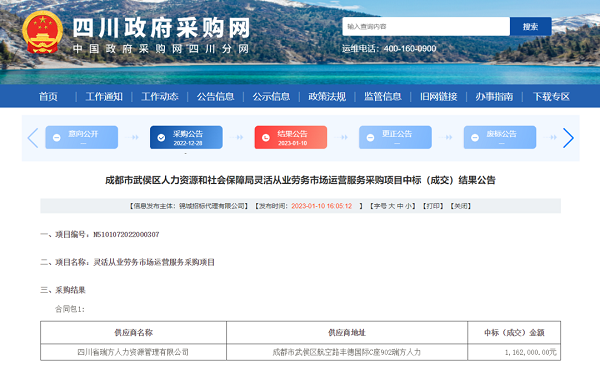 深耕人力資源服務(wù) 再添政企合作新篇——瑞方人力成功中標(biāo)武侯區(qū)靈活從業(yè)勞務(wù)市場(chǎng)運(yùn)營(yíng)服務(wù)項(xiàng)目